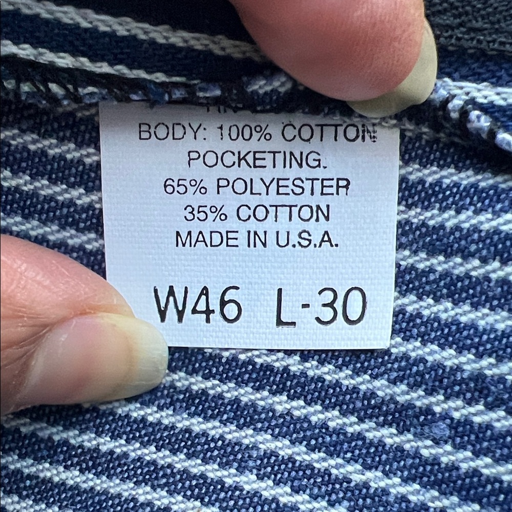 VINTAGE DEADSTOCK Pointer Brand Hickory Striped Carpenter Jeans Size 46x30 - Picture 13 of 14